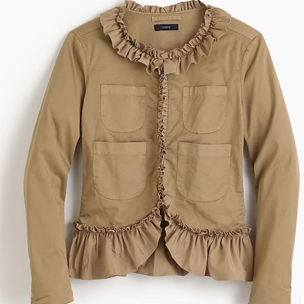 J. Crew Ruffle Chino Jacket Cotton Blazer Sz 2